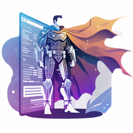 Superhero Guarding Digital Screen